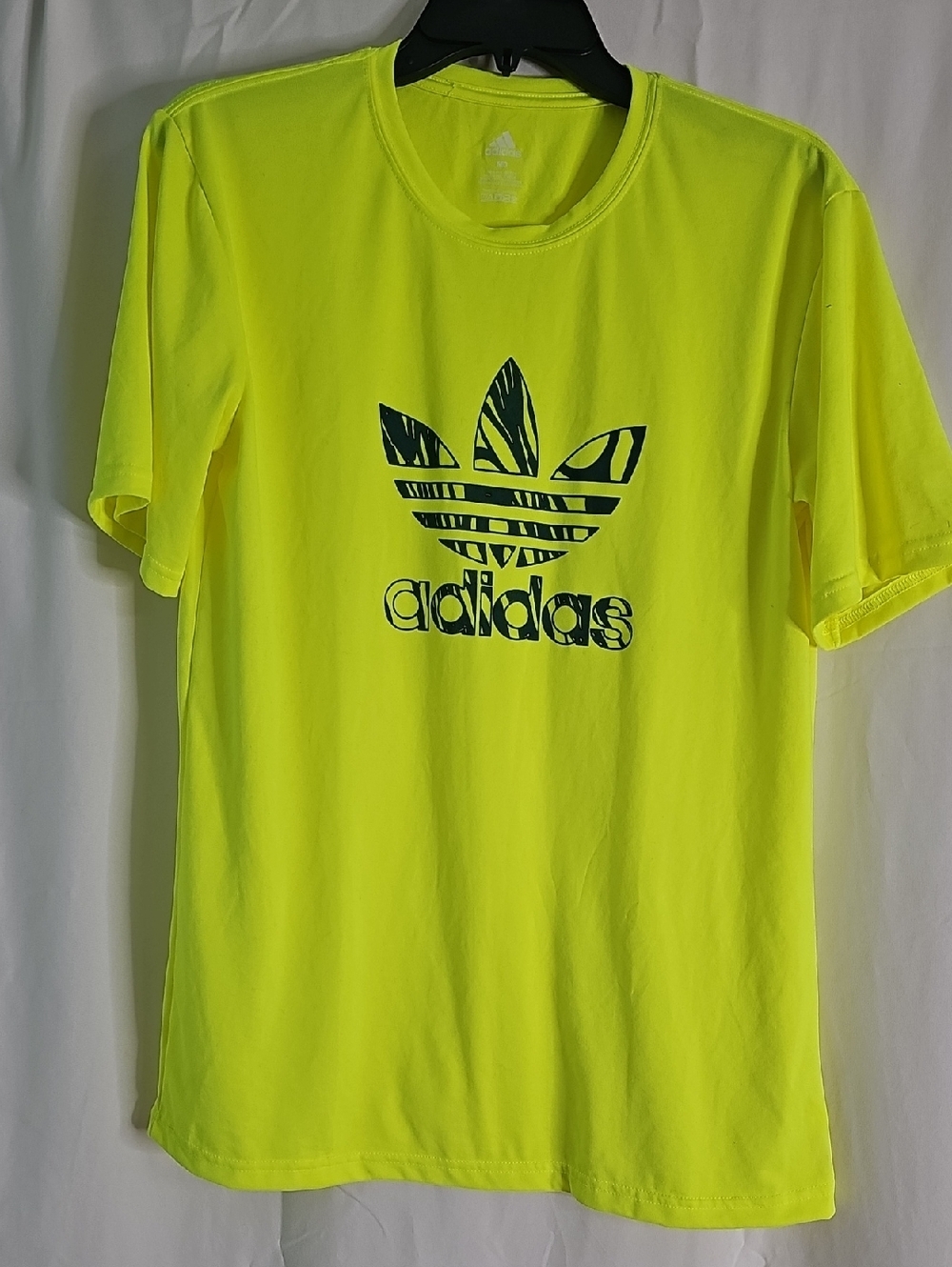 adidas Neon Yellow Trefoil Tee with Black Logo